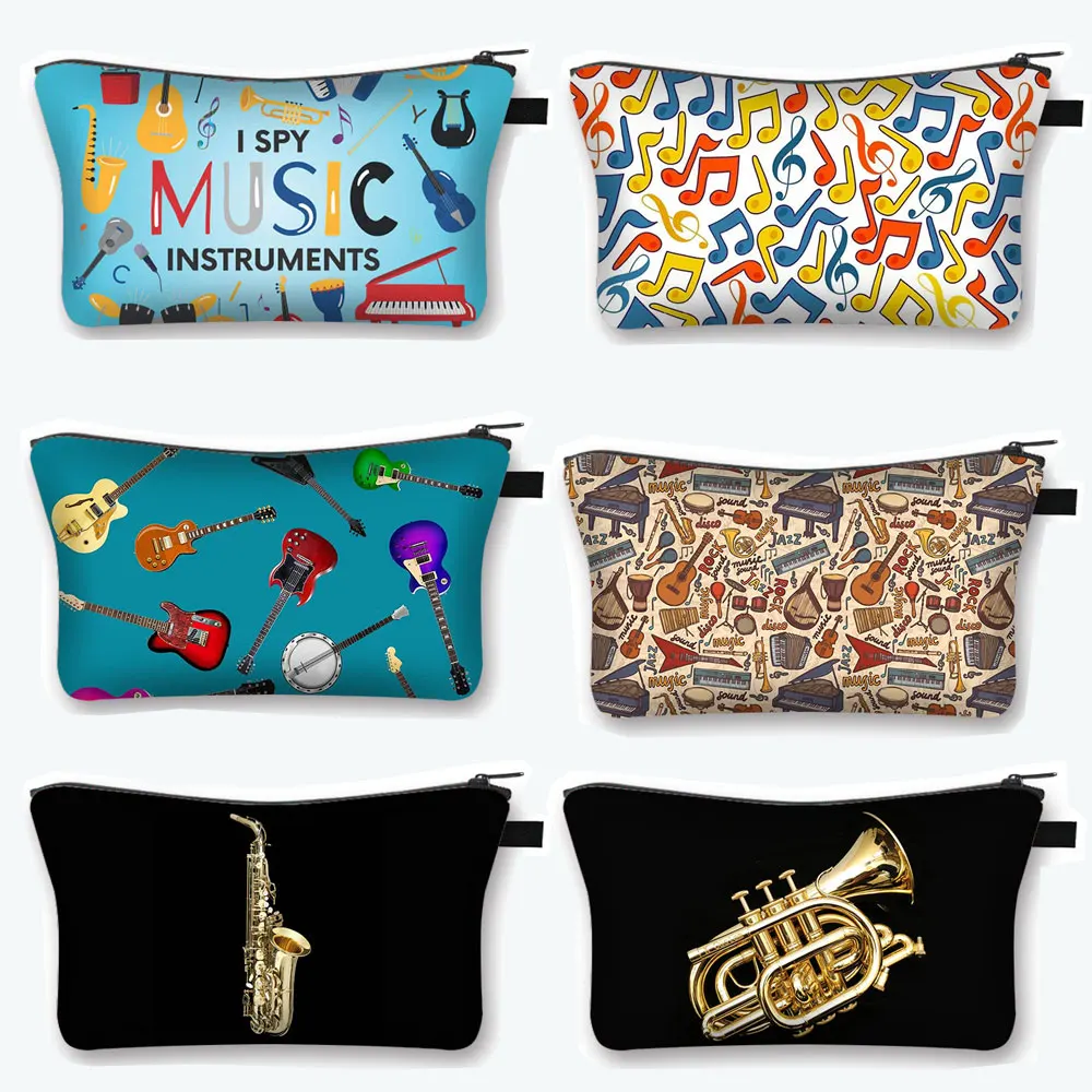 

Косметичка для саксофона и пианино, Модный женский чехол для косметики в стиле джаз, маленькая сумочка и кошелек в стиле хип-хоп, сумка для туалетных принадлежностей