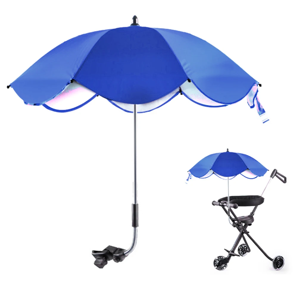 

New Outdoor Children Stroller Sun Shade Umbrella Detachable Removable Free Adjustment Easy Installation Blue Umbrella