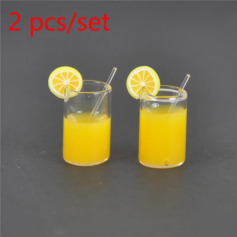 2 PCS Миниатюрные напитки модель игрушка кукла домашний декор мини фрукты из смолы Вино Чай Чашка моделирование 1/12 кукольный домик Миниатюрные аксессуары - Цвет: 2 PCS