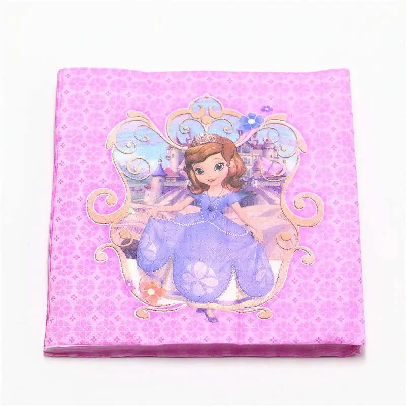 

80Pcs/Lot Pink Sofia Theme Children Birthday Party Cup Plates Flags Napkin Wedding Family Party Hanging Banner Decoration Supply