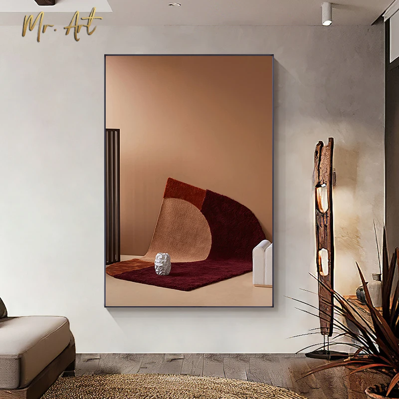 

Minimalist Abstract Geometric Canvas Poster Print Scandinavian Brown Interior House Decor Pictures Living Room Wall Art Painting