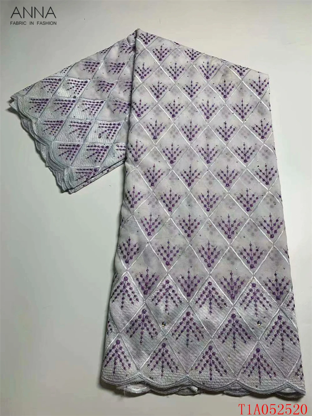 

Anna embroidery swiss voile lace fabric with rhinestone and stone 5 yard 100% cotton fabric african lace for women sewing dress