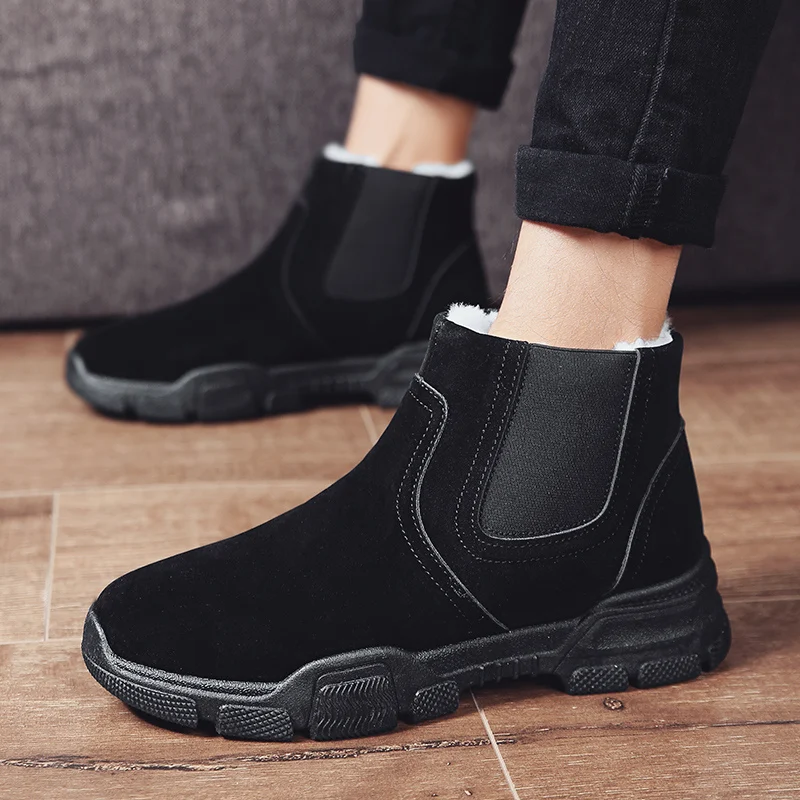 

Classic Winter Men Boots 2021 Fashion Snow Boots Men Casual Warm Winter Shoes Man Slip-on Plush Ankle Boots For Men Short Boots