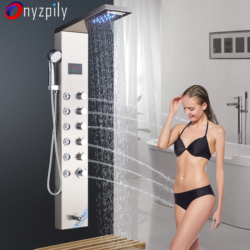 Душевая панель ORB/матовый смеситель для ванной комнаты светодиодная душевая
