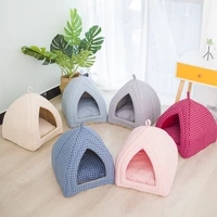 2021 new soft pet beds tent rabbit design cat house with a hole warm portable removable washable cats litter kennel nest puppy