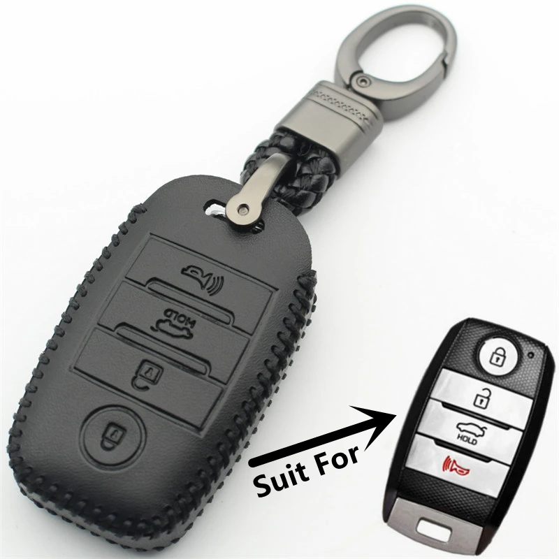 Чехол для ключей из натуральной кожи Kia Sorento/Optima/Forte/Koup/Soul/Niro/Rio 4 кнопки безключевой