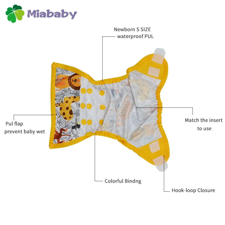 Miababy(4 шт./лот) тканевый чехол для подгузников новорожденных экологичный моющийся