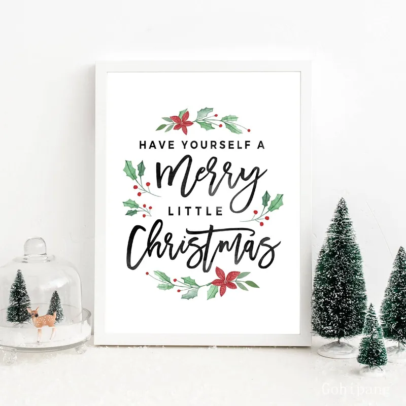 Рождественские украшения постер с надписью &quotMerry Little Christmas&quot картина цитатой
