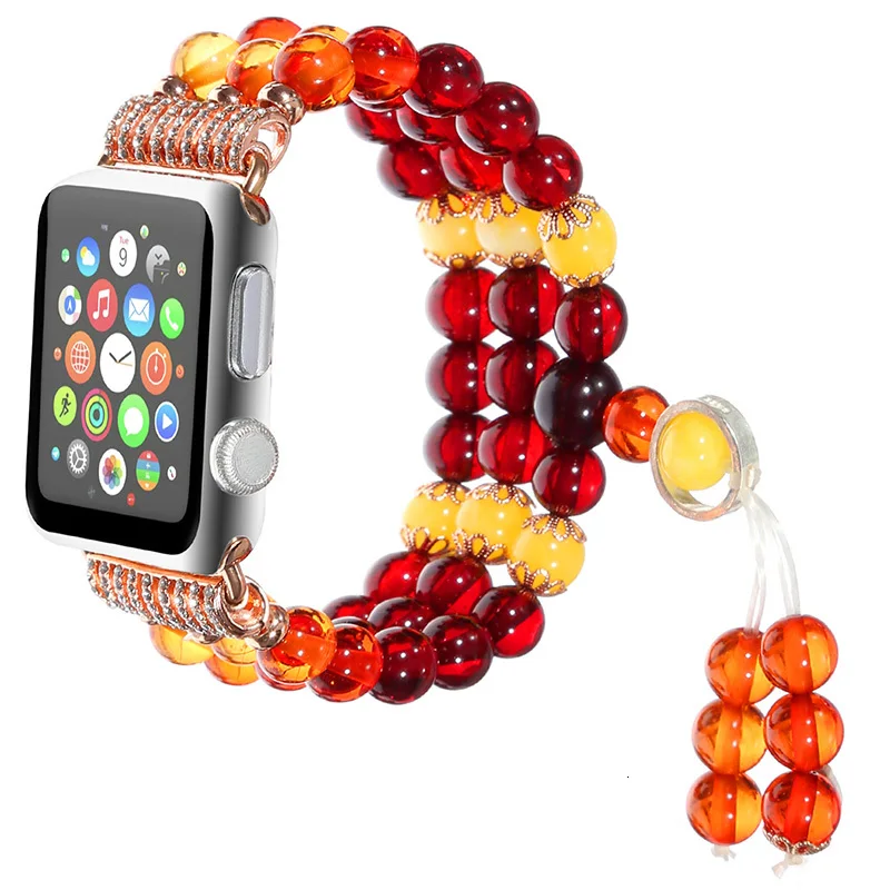 Ремешок 44 мм 40 мм ремешок для Apple watch iwatch серии 5 4 3 2 1 ручной работы из бисера эластичный браслет сменный ремешок на запястье 38 мм 42 мм