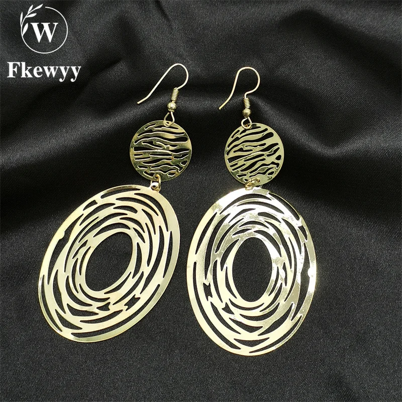 

Fkewyy Gothic Earrings For Women 2021 Luxury Designer Jewelry Fashion Accessories Hollow Out Hoop Earrings Gold Plated Jewellery