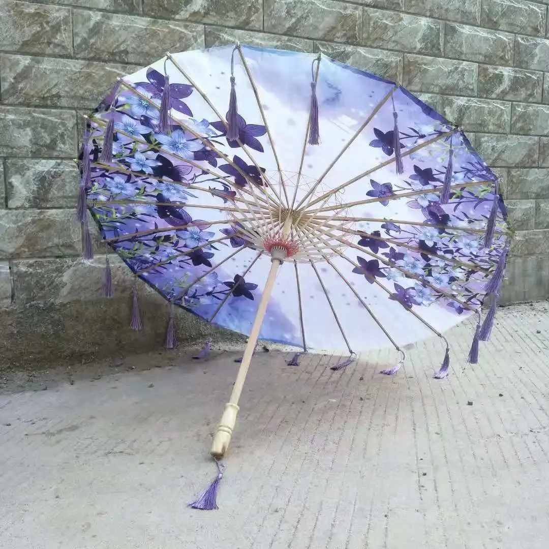 Lavender fringe Cos фотография древний костюм, реквизит кисточки зонтик древняя пряжа Классическая смазанная бумага складной зонтик - Цвет: Lavender fringe