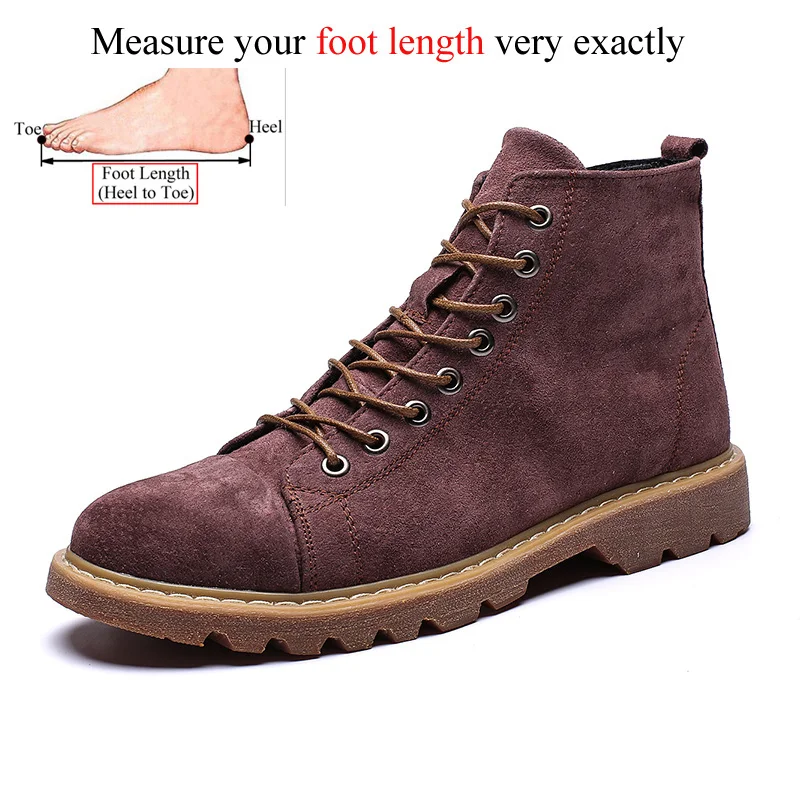 Мужские кожаные ботинки Dr Martins Martens; Зимние ботильоны; Безопасная рабочая обувь; botas hombre Zapatos De Seguridad Safty; обувь размера плюс 48 - Цвет: WineRed