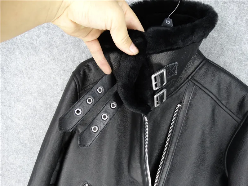 Europe Italy women's natural leather coat shearing sheepskin jacket for ladies female winter warm clothing wool cashmere lined