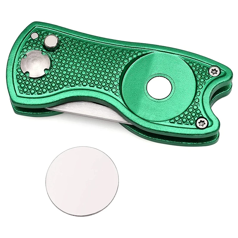 

2 Pack Metal Foldable Golf Divot Tool with -Up Button & Magnetic Ball Marker (Pack of 2, Fish Design)
