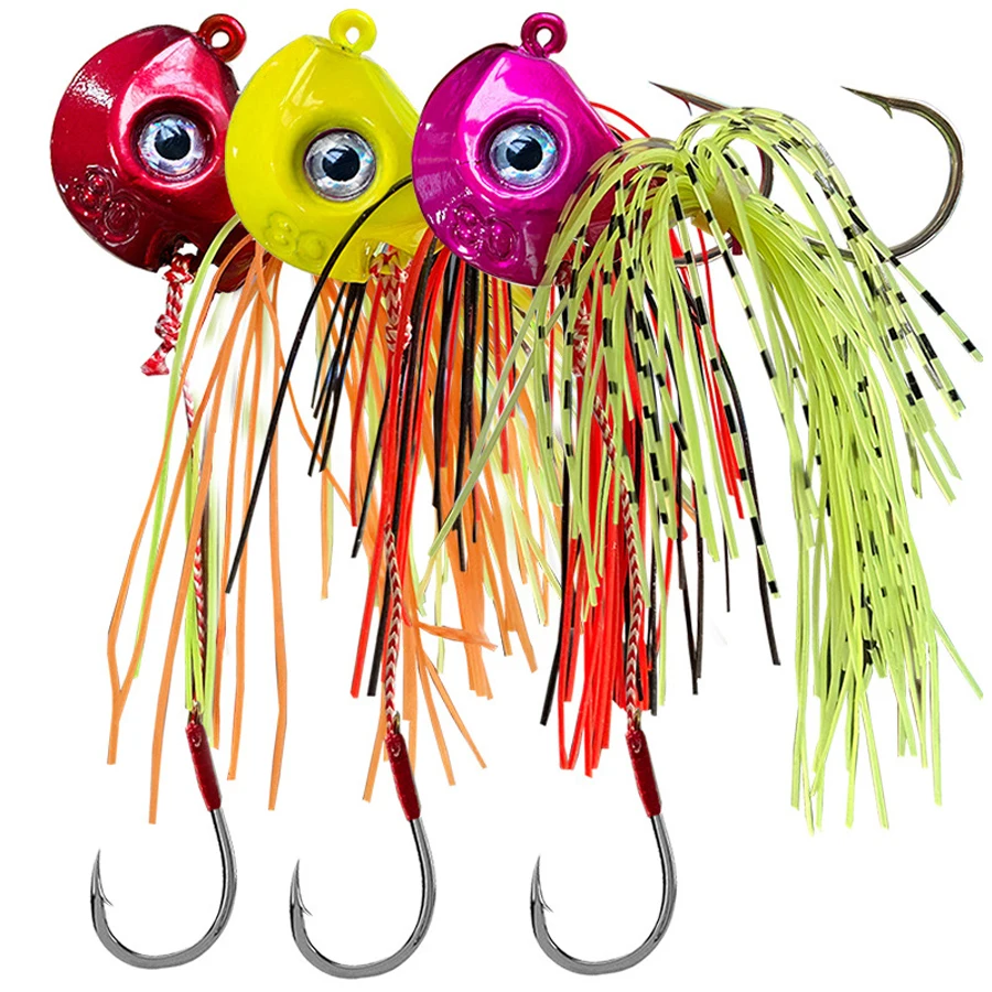 

3pcs Saltwater Jig Lures 40g 60g 80g 100g Lead Head Jigs with Hook Fishing Accessories Boat Fishing Enquipment