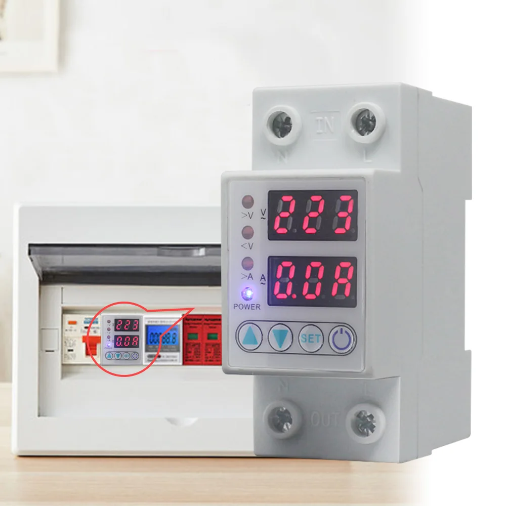 

Вольтметр-амперметр переменного тока 40 А, 63 А, 220 В, защитное устройство от перенапряжения, стабилизатор напряжения, сброс пускового реле