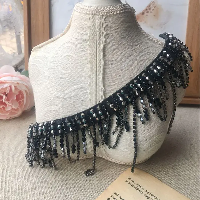 Luxury rhinestone beaded lace tassel collar decoration clothing DIY necklace hanging beads trim jewelry material | Дом и сад
