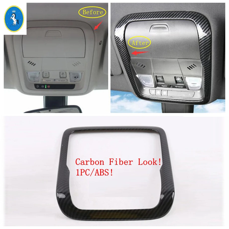 

Yimaautotrims For Cadillac XT5 2017 - 2020 Steering Wheel Gear Strip / Rear Seat Water Cup Holder Frame Cover Trim Carbon Fiber