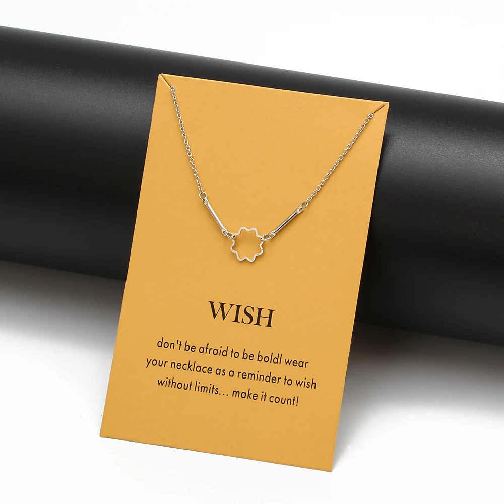 Wish Card милое ожерелье с цветком для женщин серебряная цепочка украшение на шею