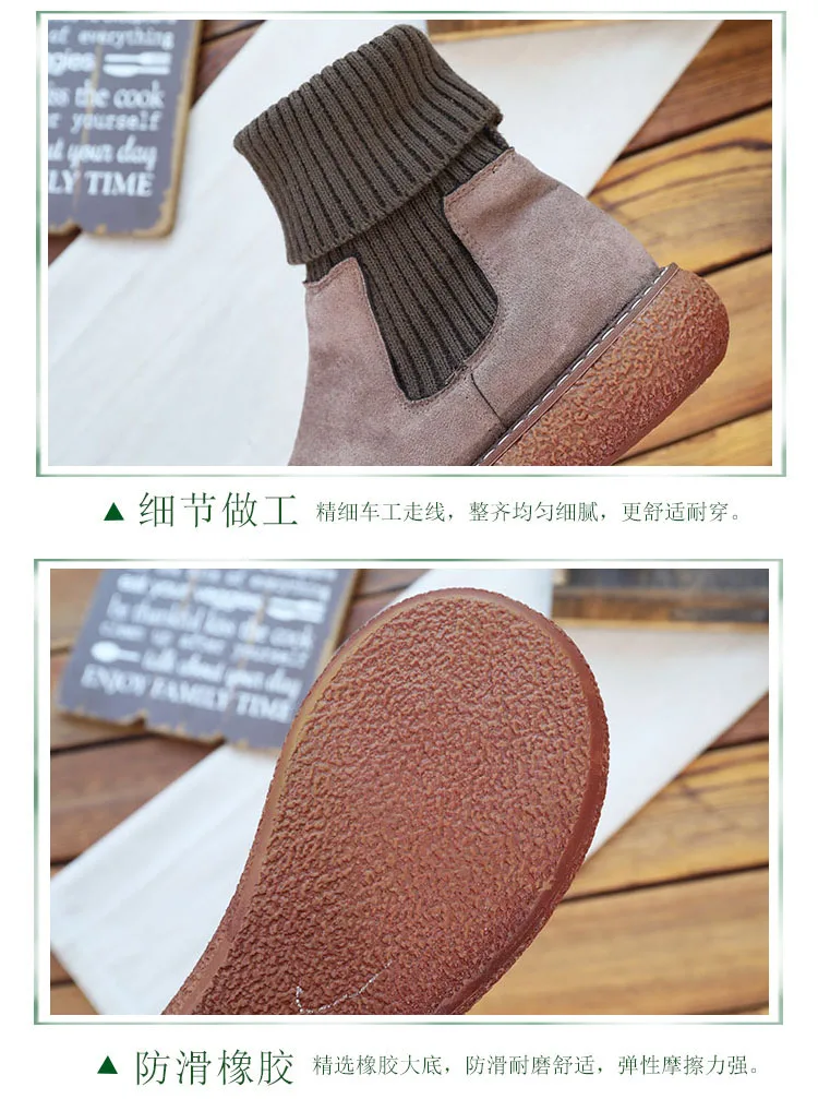 Женские ботильоны на толстой подошве в японском стиле Харадзюку|Женские