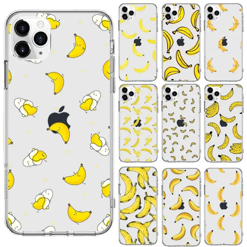 

Cartoon fruit banana lovely cute Phone Case Transparent for iPhone 6 7 8 11 12 s mini pro X XS XR MAX Plus se cover funda shell