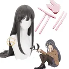 Парик для косплея Rascal Not Dream of Bunny Girl Senpai Sakurajima Mai, розовые шпильки для волос, длинные прямые серые парики, костюм для ролевых игр