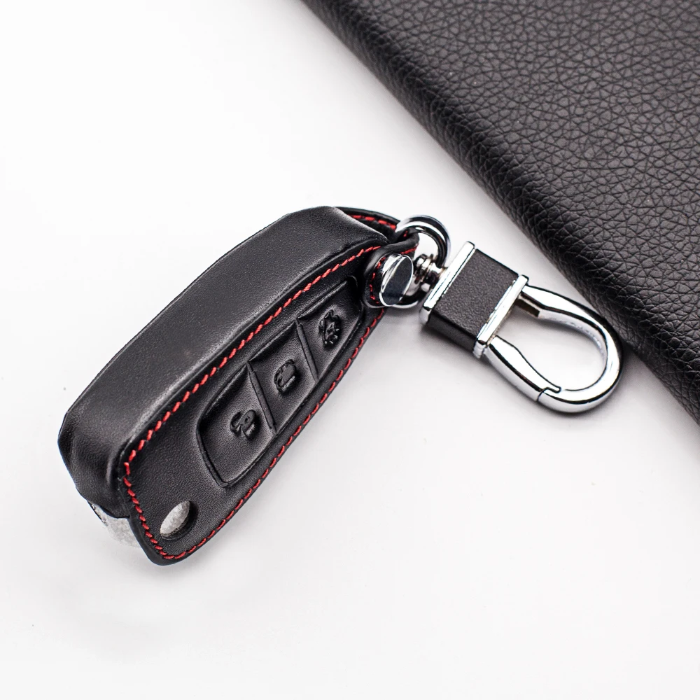 

Car Fashion Leather 3 Buttons Flip Remote Key Cover Case Fob Fit for Ford Focus MK3 Mondeo Fiesta Kuga ECOSPORT ESCAPE RANGER