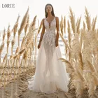 LORIE ТРАПЕЦИЕВИДНОЕ шелковое Тюлевое свадебное платье с цветочной кружевной аппликацией 2020 платье для невесты пляжное сексуальное свадебное платье с V-образным вырезом платье для невесты