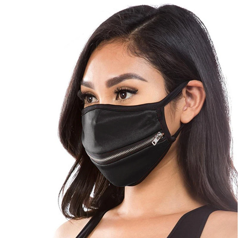 

1pcs Mask Disposable Face Mask Fashion Zip Masks Black Nonwove 3 Layer Mouth Mask Filter Anti Dust Halloween Cosplay Adult Masks