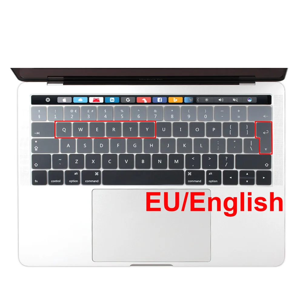 Для Macbook Pro 13 15 клавиатура с сенсорной панелью, наклейка, Европейский русский, испанский, французский, английский, градиентный цвет - Цвет: EU English Gray