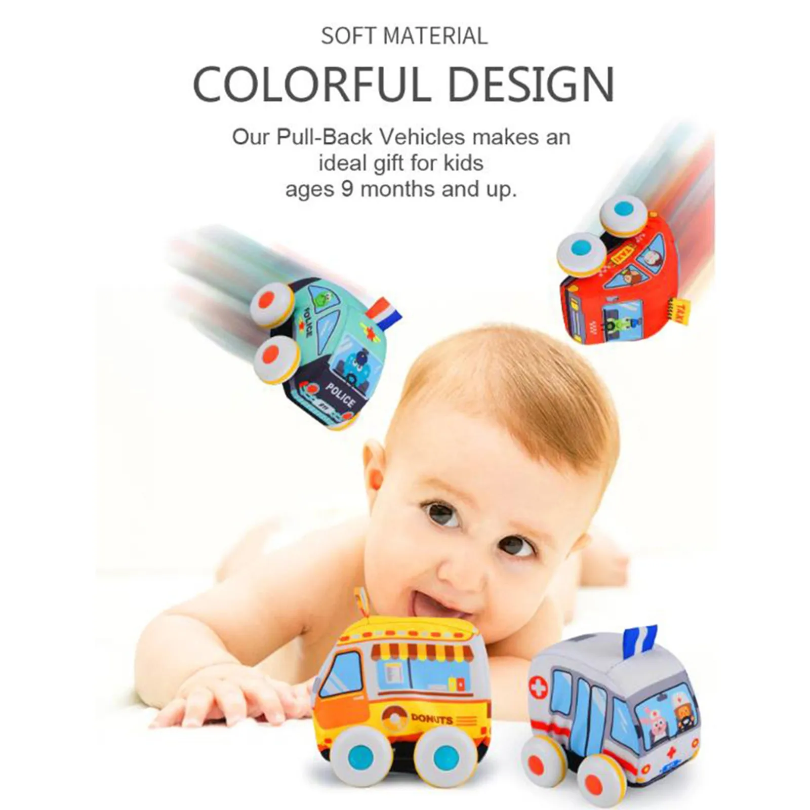 

Interesting Children Infant Fabric Toy Back Car Washable Dining Car Medical Cars Police Car Taxi Cartoon Model Childrens Toy Set