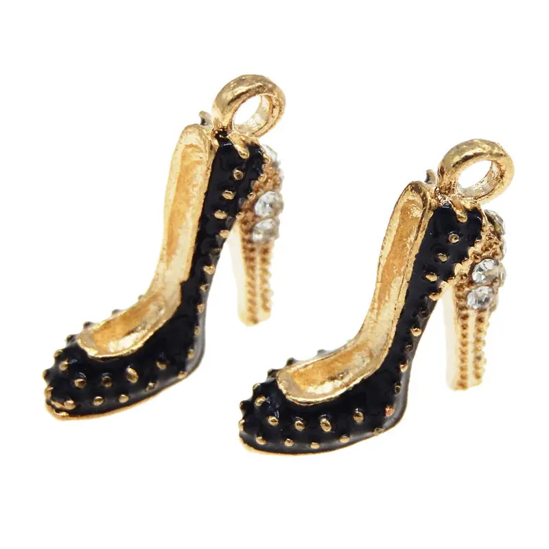 4 шт. Женские Подвески с эмалью на высоком каблуке стразы розовые черные подвески