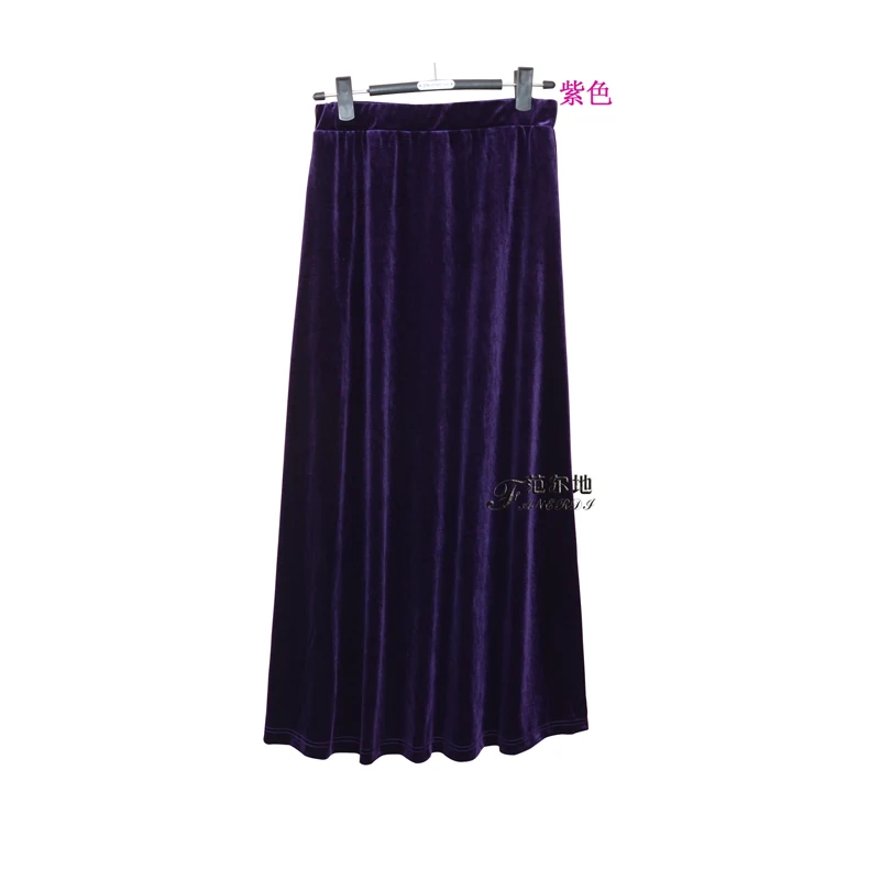 XS-10XL, модные длинные макси юбки трапециевидной формы для женщин, эластичная резинка на талии, зимняя велюровая плиссированная бархатная юбка на заказ