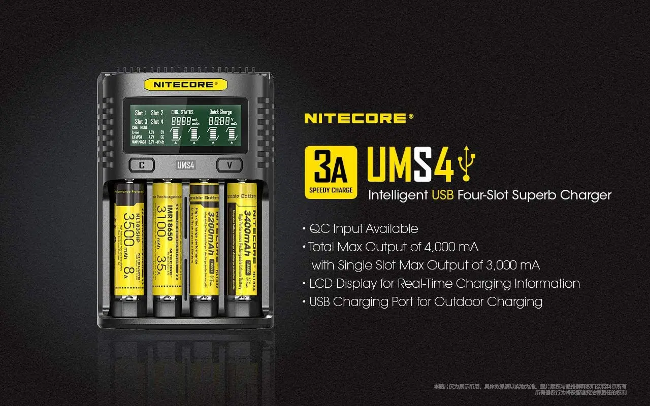 Оригинальное интеллектуальное зарядное устройство NITECORE UMS4 UMS2 4A USB для