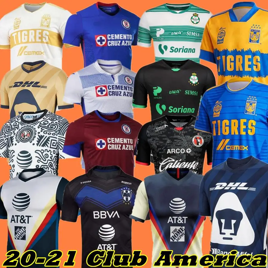 

20 21 new Club America Soccer Jerseys 2020 2021 Home Away Third Tigres Chivas de Guadalajara Camisas de Futebol Football Shirt
