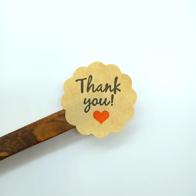 

free shipping 1000pcs kraft Thank You Red Heart Lace-shaped Gift Cake Baking DIY Vintage 2021 Sealing Stickers