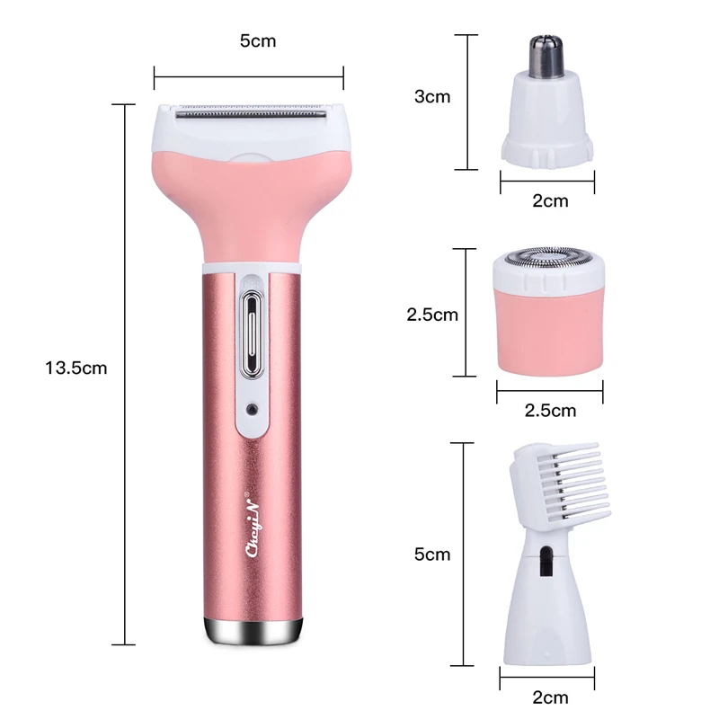 

Ckeyin 4 In 1 Women Face Facial Body Hair Removal Lady Shaver Epilator Female Shaving Electric Trimmer Razor For Eyebrow Nose