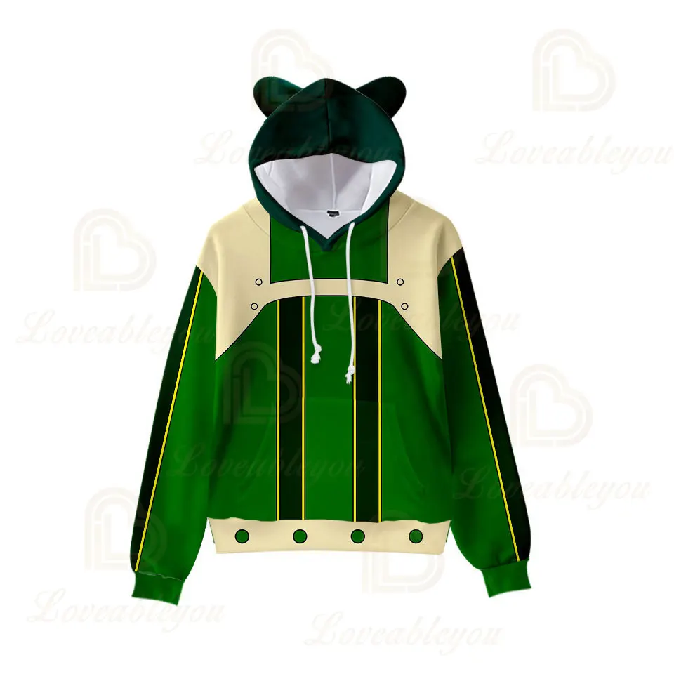 

Anime Sweatshirts Hoodie My Hero Academia Bakugo Katsuki Cosplay Costume Todoroki Shoto Jacket Woman Cat Ear Hoodie Top