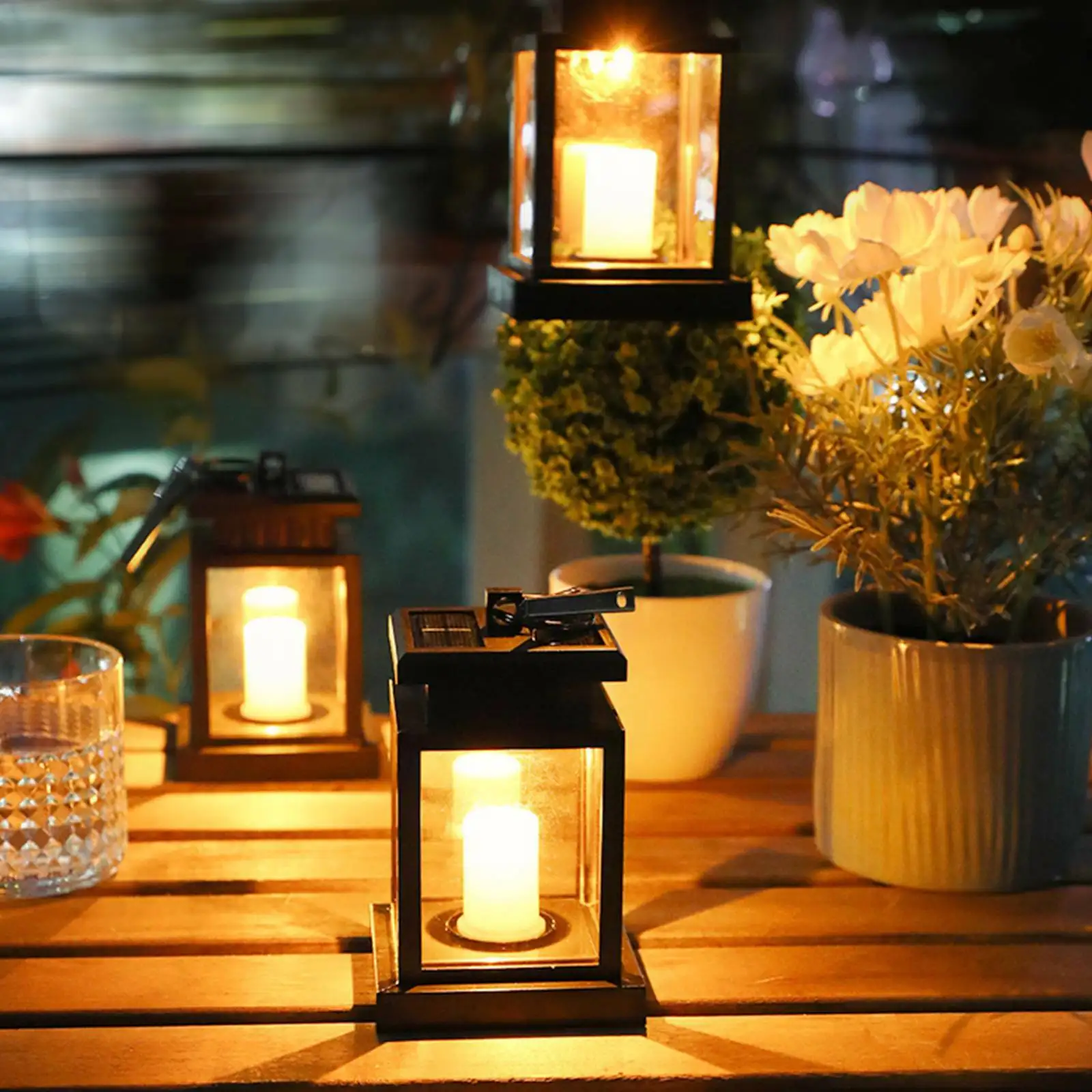 

1 шт. на солнечных батареях Мерцающий СВЕТОДИОДНЫЙ лампы в форме свечи фонари Водонепроницаемый висящая наружная лампа домашний сад украше...