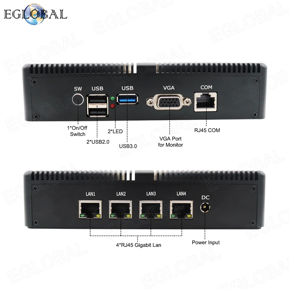 Мини ПК Eglobal четырехъядерный процессор Intel Celeron J1900 4 гигабитный Ethernet LAN мини