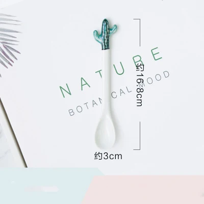 Long Spoon 3 1 шт., набор керамических ложек с милым КАКТУСОМ, ложка для кофе, молока, супа, фруктов, мороженого, десерта, чайных ложек, кухонные аксессуары, питьевые инструменты - Цвет: Long Spoon 3