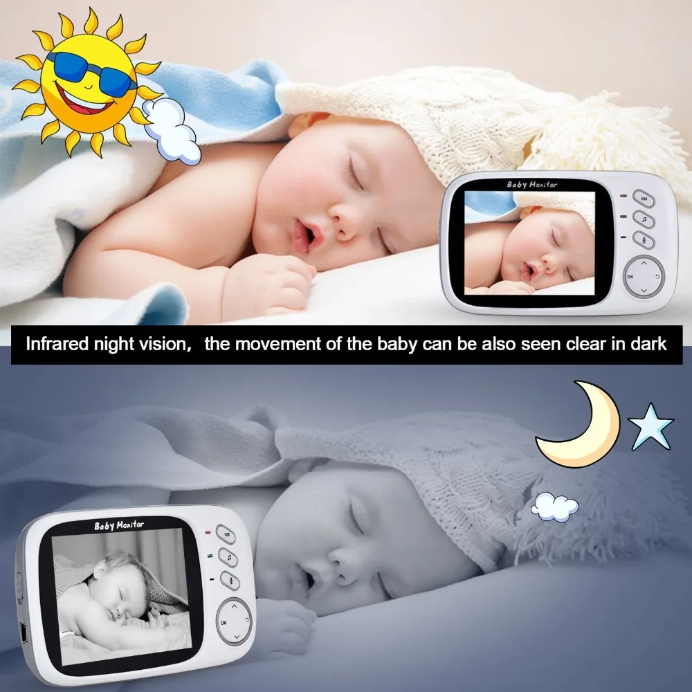 Baby Monitor VB603 Video Wireless With 3.2 Inches LCD 2 Way Audio Talk Night Vision Surveillance Security Camera Babysitter NEW |