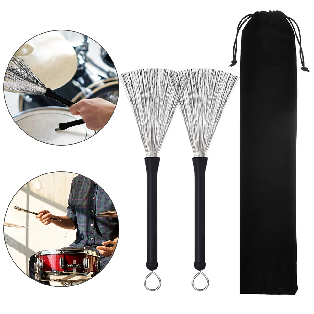 

2pcs/ Set Retractable Nylon Bristle Jazz Drum Brushes Drum Sticks Percussion Drumsticks Musical Accessories