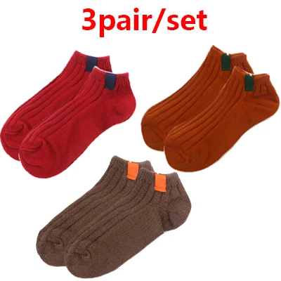 3pairs D 3 пары модных новых осенне-зимних женских Хлопковых Носков короткие носки до щиколотки Теплые повседневные однотонные/Полосатые/красные милые носки с сердечками - Цвет: 3pairs D