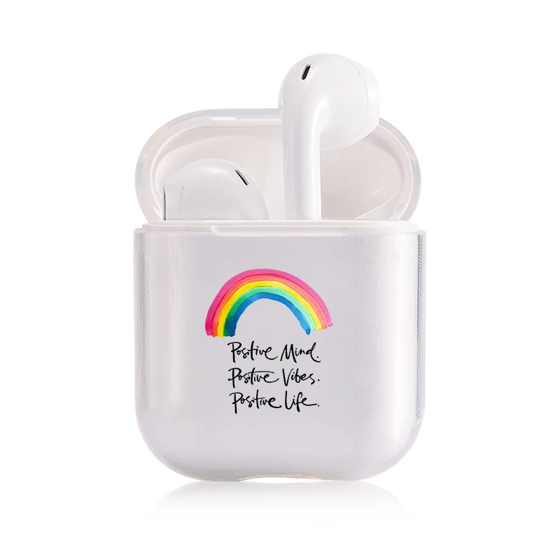 I201173 Беспроводной чехол Airpods с надписью Love Heart Rainbow Red Letter, защитный прозрачный чехол для наушников, классный портативный милый чехол для наушников - Цвет: I201173