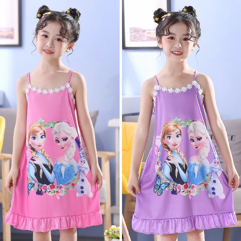 Холодное сердце Анна Эльза для девочек ледяное шелковое платье слинги летняя