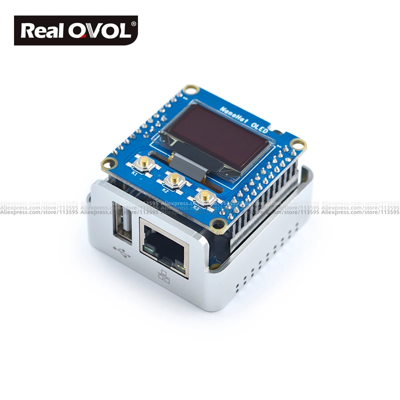 RealQvol FriendlyARM NanoPi NEO/NEO2 металлический полный комплект алюминиевый корпус oled программируемый на питоне