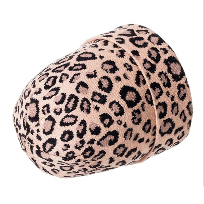 

2pcs Winter Women Wool Beanie Hat Scarf Set Leopard Printing Spots Sexy Outdoor Warm Hedging Caps for Girls