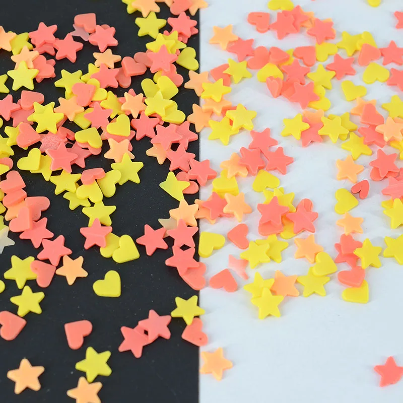 10 г/лот мм смешанная звезда сердце полимерная горячая глина спрей прекрасные