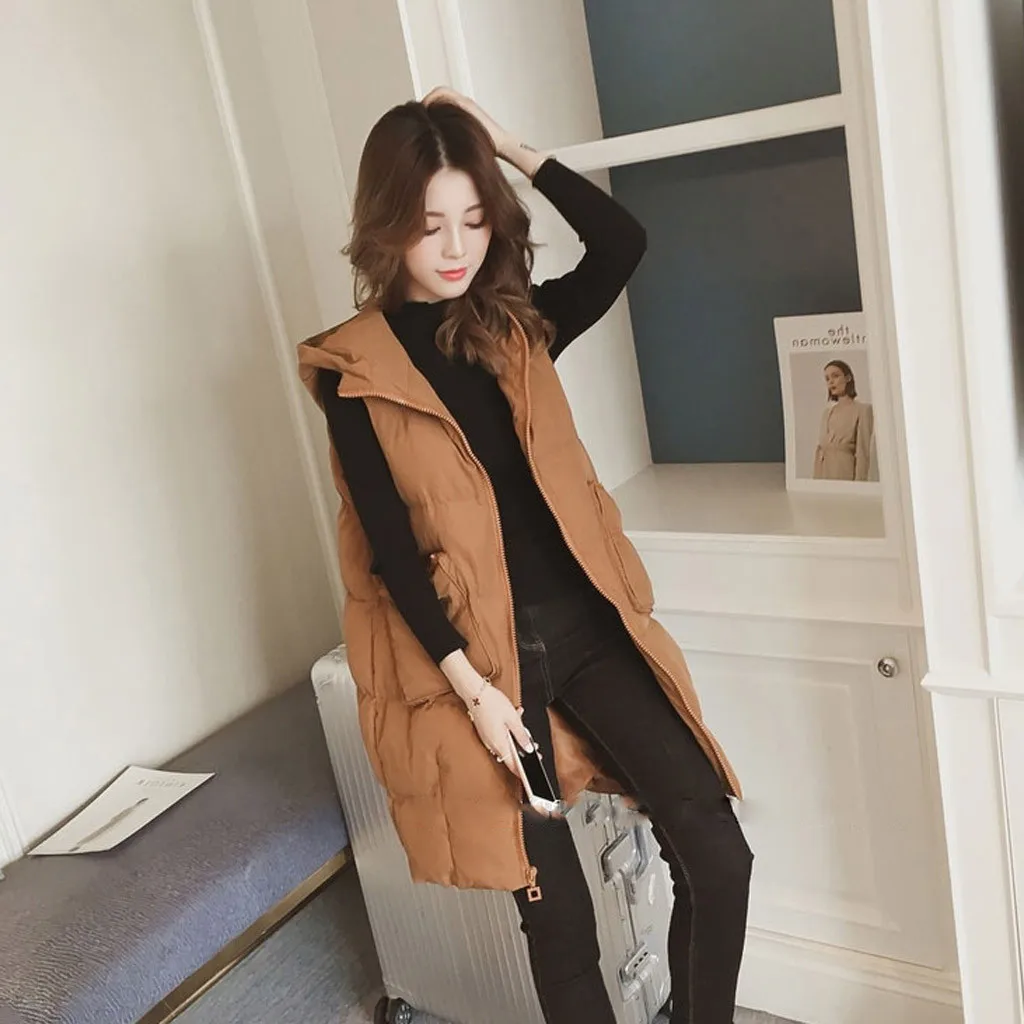 Новинка от JAYCOSIN женский модный длинный жилет с воротником-стойкой повседневный